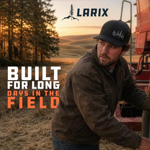 LARIX Trucker Hat Men - Snapback Cap with Breatheable Mesh Back, Hats for men, Mens Hat, Mens Trucker Hats - color: Black (Wb)