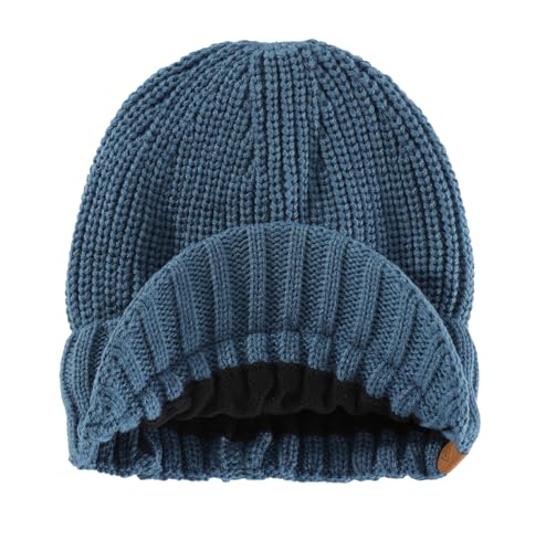Home Prefer Men's Winter Hat Thick Knit Beanie Cap with Visor Newsboy Beanie Hat - color: Airforce Blue