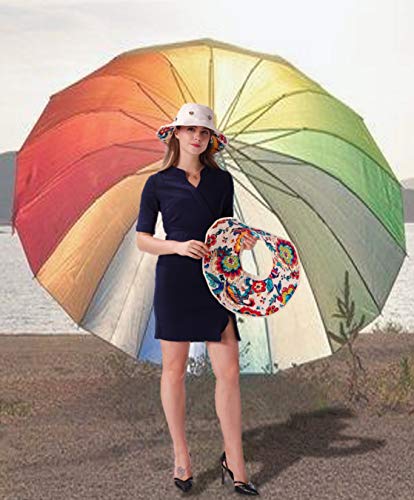 iHomey Packable Shapeable Extra Large Brim Floppy Sun Hat Reversible UPF 50+ Beach Sun Bucket Hat - color: Beige