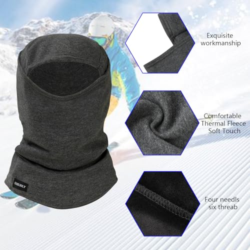 KOOLSOLY Ski Mask Balaclava Cold Weather Warm and Fleece Face Mask Neck Warmer Full Face Mask for Men&Women - color: Dark Grey