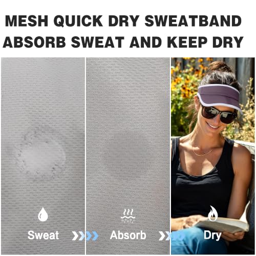 Sun Visor Caps Foldable Brim Adjustable Visor Hats for Women Men - color: Deeppurple W