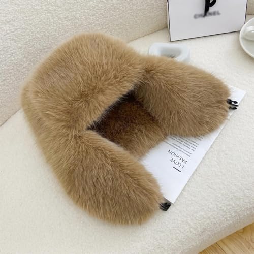 Women's Fluffy Trapper Hat, Long Pile Faux Fur Ushanka hat with Buckle, Luxurious Mink-Style Winter Warm Hat - color: Camel