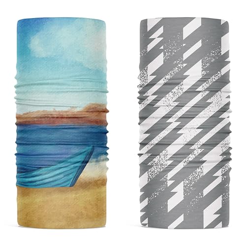 SOOMOOD 2 Pack Wide Headbands UPF50+ UV Face Cover, Breathable, 8-in-1 Convertible Design for Outdoor Activities - color: Stockcake
