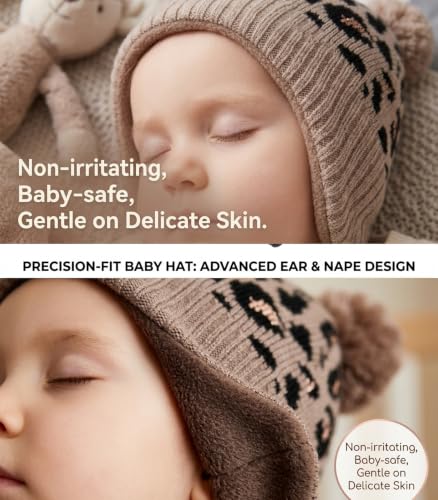 Moon Kitty Baby Girls Earflaps Knit Hats Infant Baby Beanies6-12Months - color: Leopard, size: 3-5T