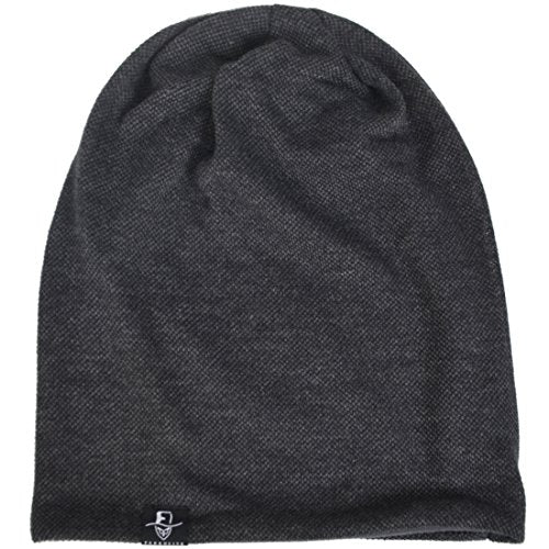 Mens Slouch Hollow Beanie Summer Skullcap B090 - color: Solid-grey