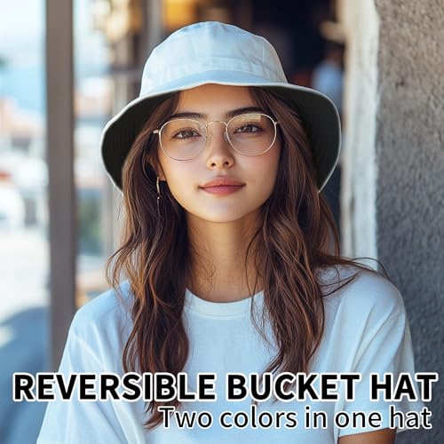 NPQQUAN Reversible Bucket Hats for Men Woman Packable Foldable Sun Hats for Women - color: Black/White(reversible)