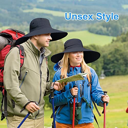 HUAMULAN Men Women 6" Wide Brim Sun Protection Hat Summer Fishing Hats - color: A5-black