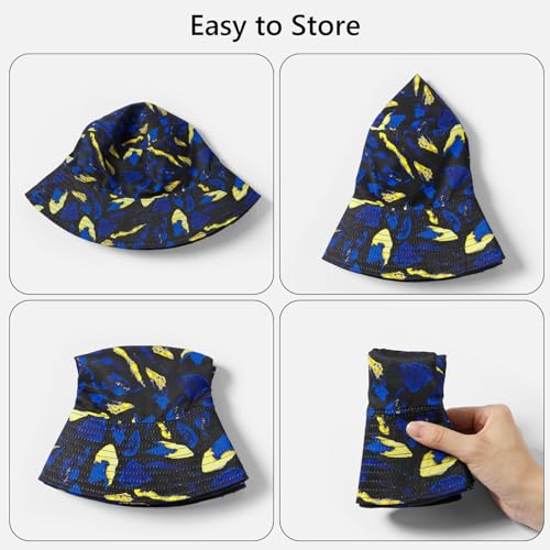 UPF 50+ Reversible Sun Hat - color: Black/Bright Blue and Yellow, size: Large