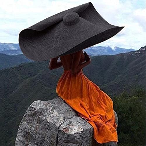 Oversized Beach Sun Hat for Women Foldable Large Wide Brim Hats Packable Roll up Floppy Cap Summer UV Protection Hat - color: Black