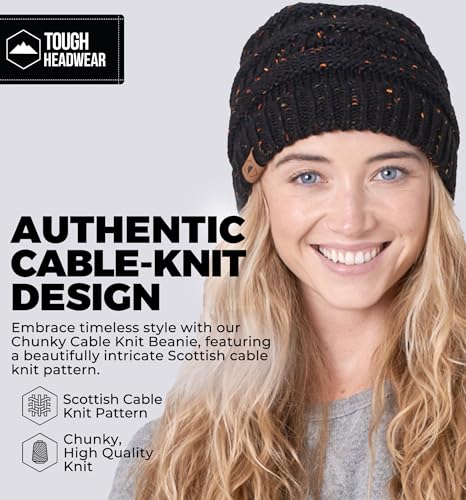 Tough Headwear Slouchy Beanie Hat - Itch-Free Winter Hats for Women - Stretchable Beanies for Women - Acrylic Winter Gear - color: Black Confetti