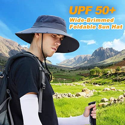 Women Wide Brim Face Mask Sun Hat Detachable Neck Face Flap Ponytail UV Protection Visor Hat Garden Fishing Hiking - color: Bg9215-darkgray
