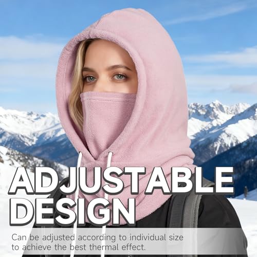 OZERO Face Balaclava Ski Mask: Windproof Thermal Convertible for Men Women - color: Pink