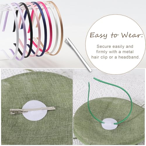 AQOKKA Women Fascinators Hats Flower Mesh Feathers Headband Clip - color: 1 Pc Feather Fascinators : Light Green