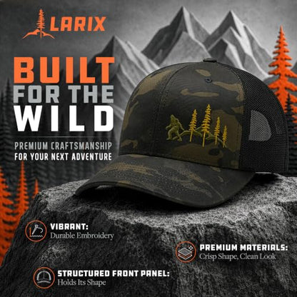 LARIX Trucker Hat Men - Snapback Cap with Breatheable Mesh Back, Hats for men, Mens Hat, Mens Trucker Hats - color: Multicam Black (Wb)