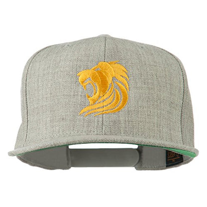 e4Hats.com Gold Lion Embroidered Wool Snapback Cap - color: Heather