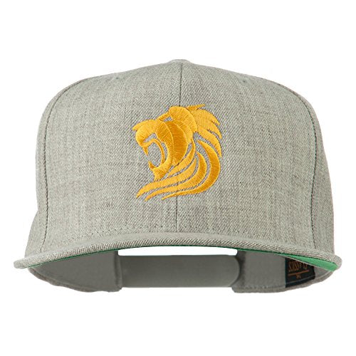 e4Hats.com Gold Lion Embroidered Wool Snapback Cap - color: Heather