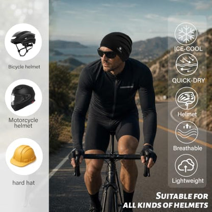 Ocatoma Cooling Skull Cap for Men,Sweat Wicking Breathable Helmet Liner - color: Black+black+gray