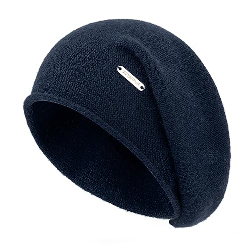 Knit Slouchy Beanie Hats for Women Cashmere Ski Cap Knitted Wool Soft Warm Winter Hat - color: A18-navy Blue