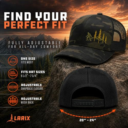 LARIX Trucker Hat Men - Snapback Cap with Breatheable Mesh Back, Hats for men, Mens Hat, Mens Trucker Hats - color: Multicam Black (Wb)