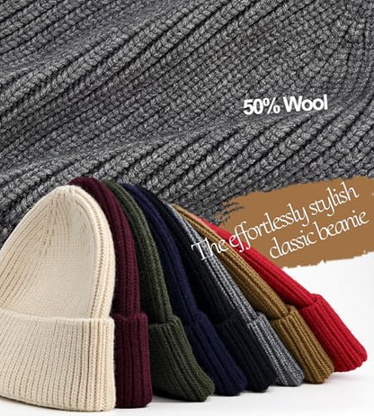Seamless Beanie Hat for Men Women Wool Fisherman Beanies Winter Hats - color: Grey