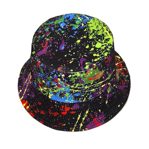 Quanhaigou Reversible Printed Bucket Hat,Summer Beach Outdoor Cap - color: Graffiti Tie Dye