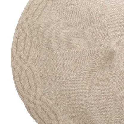 ZLYC Women French Beret Hat Reversible Solid Color Knit Warm Artist Cap - color: Cable Knit Beige