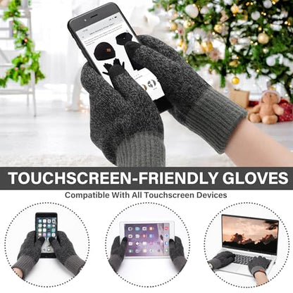 FZ FANTASTIC ZONE Mens Winter Beanie Hat and Scarf Touchscreen Gloves Sets - color: Dark Grey & Black