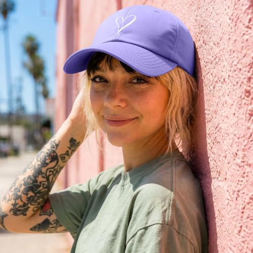 Hand Drawn Heart Hat Womens Embroidered Baseball Cap - color: Lavender