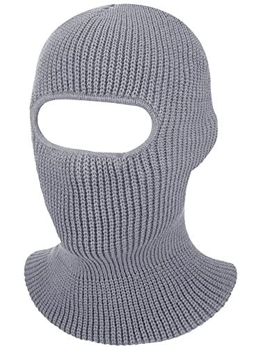 SATINIOR 1 Hole Ski Mask Winter Knitted Balaclava Warm Full Face Mask Windproof Head Cover for Men Women Sports Outdoor - color: Light Gray, size: Medium
