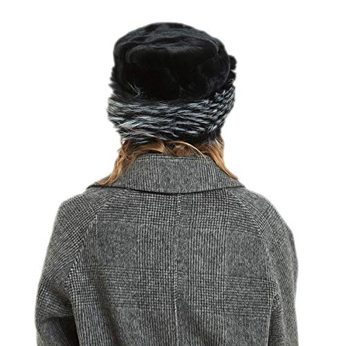 sy soul young Women's Leopard Faux Fur Hats Fluffy Bucket Hat Russian Style - color: Black&white
