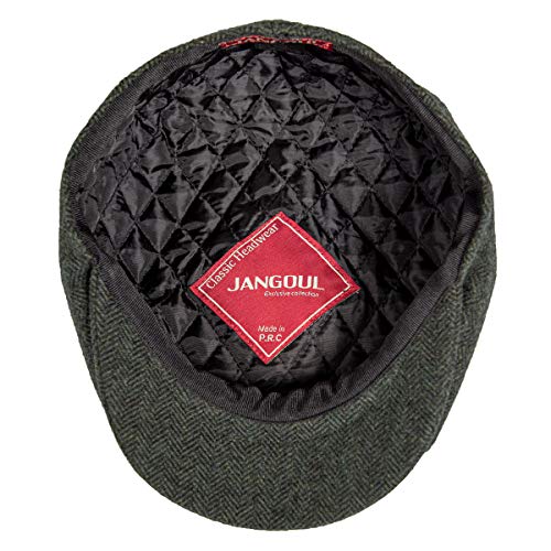 Men Wool Blend 8 Panel Newsboy Cap - color: Herringbone Green, size: 7 1/8