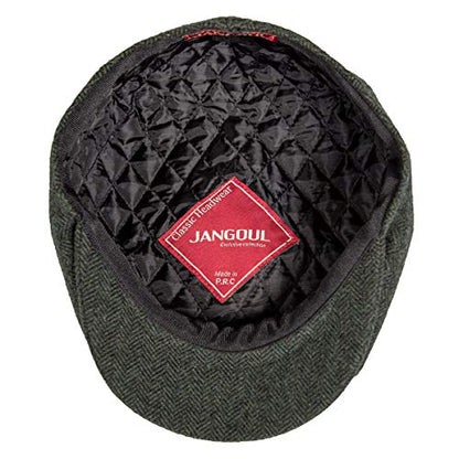 Men Wool Blend 8 Panel Newsboy Cap - color: Herringbone Green, size: 7 1/8