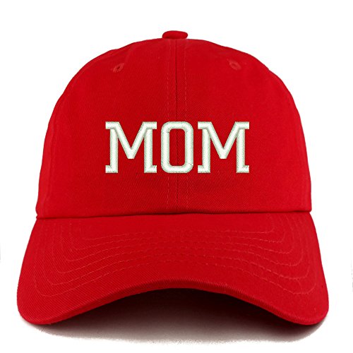 Trendy Apparel Shop Mom Embroidered Low Profile Soft Cotton Dad Hat Cap - color: Red