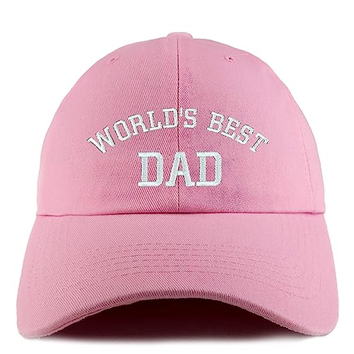 Trendy Apparel Shop World's Best Dad Embroidered Low Profile Soft Cotton Dad Hat Cap - color: Pink 2