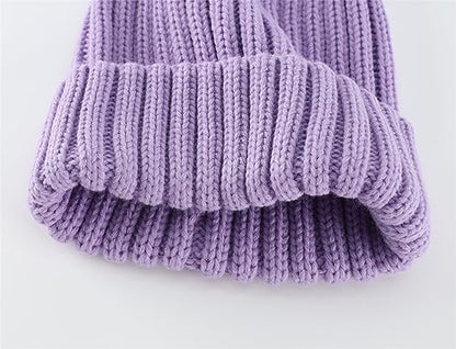Connectyle Women's Rib Knit Cuffed Beanie Hat Stretch Acrylic Winter Hat Thick Warm Snow Ski Cap - color: Light Purple
