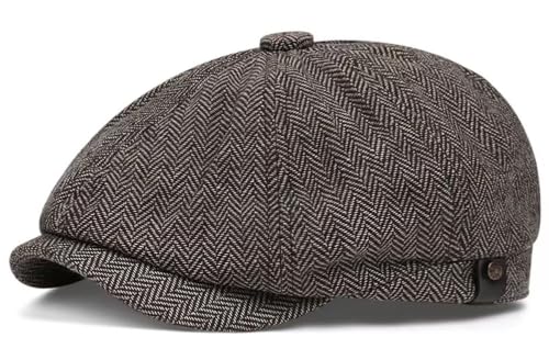 Newsboy Cap for Men 8 Panel Vintage Cabbie News Flat Gatsby Mens Hats Adjustable Linen Mens Hats - color: Khaki1