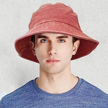 Premium Cotton Bucket Hats,Packable Hats for Men Women,Summer Bucket Hat,Fishing Sun Hats - color: Orange