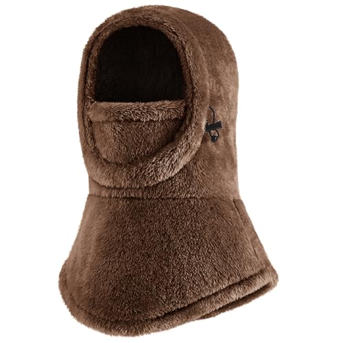 Ski Mask Kids Balaclava, Winter Ski Face Mask Cover, Fleece Hats for Kids - color: Brown