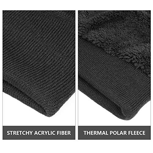 OZERO Mens Winter Hat, Fleece Lined Cuffed Beanie for Men and Women - color: 2pack Black&black
