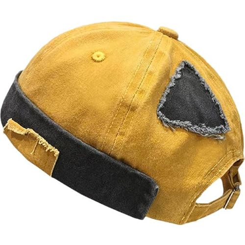 Men Dome Brimless Hats Sailor Docker Beanie Cap Hip Hop Skull Caps - color: Yellow