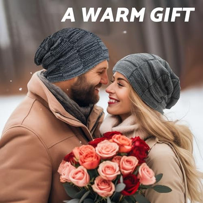 PFFY Beanie Hats for Men Women Winter Thick Warm Lined Beanies Skull Cap - color: Black