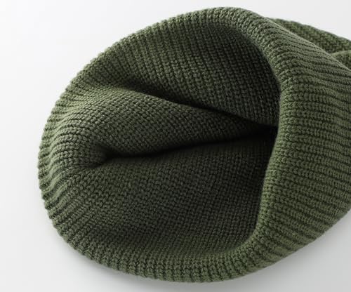 Connectyle 2 Pack Classic Cuffed Beanie Hat for Men & Women Warm Winter Knit Hat Thick Beanies Skull Cap Acrylic Watch Cap - color: Black+army Green