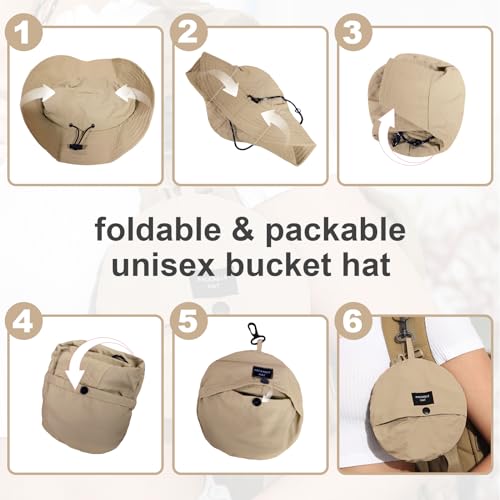 Packable Bucket Hat for Women Waterproof UV Protection Sun Hat - color: Khaki