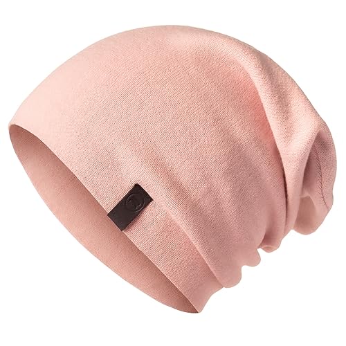 Warm Slouchy Beanie Hat - Deliciously Soft Daily Beanie in Fine Knit - color: Soft Pink