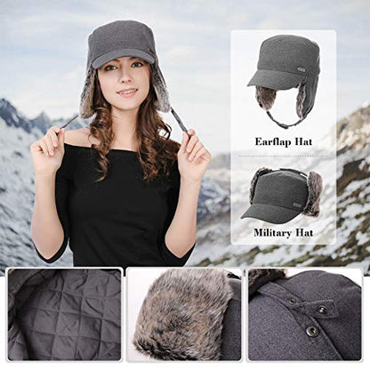 Jeff & Aimy Unisex Winter Earflap Trapper Hunting Ski Hat Baseball Cap 54-62CM - color: 99707#grey, size: XX-Large