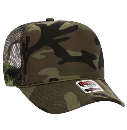 Otto Cap 5-Panel High Crown Mesh Back Trucker Hat - color: Camo
