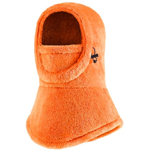 Ski Mask Kids Balaclava, Winter Ski Face Mask Cover, Fleece Hats for Kids - color: Orange