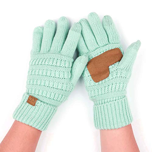 C.C Hatsandscarf Exclusives Unisex Solid Ribbed Beanie with Pom (HAT-43) - color: A Gift Set-mint