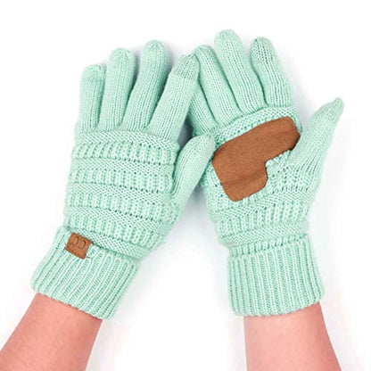 C.C Hatsandscarf Exclusives Unisex Solid Ribbed Beanie with Pom (HAT-43) - color: A Gift Set-mint
