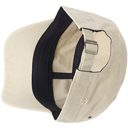 RaOn A172 Unisex Pre-Curved Distressed Vintage Basic Club Army Cap Cadet Military Hat - color: Beige